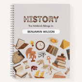 グレーとブラウンの歴史スパイラルノートブック – Customizabl ノートブック (正面)
