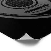 グレーとブラックのアコースティックエレクトリックギター陰陽 ポスター (角)