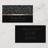 グレーとブラックのダマスクの名刺 名刺 (正面/裏面)