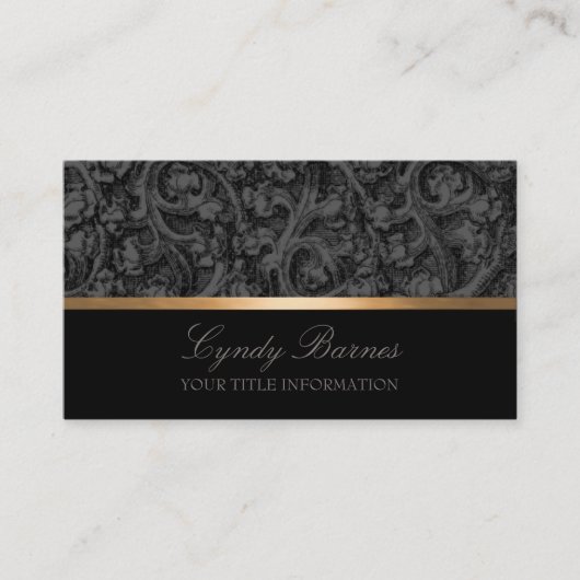 グレーとブラックのダマスクの名刺 名刺 (正面)