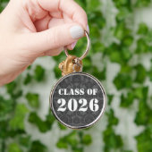 グレーとブラックのダマスク卒業クラス キーホルダー (手)