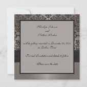 グレーとブラックのダマスク婚約発表 招待状 (裏面)