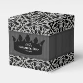 グレーとブラックのダマスク手作り石鹸 フェイバーボックス (正面サイド)