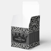 グレーとブラックのダマスク手作り石鹸 フェイバーボックス (オープン)