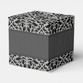 グレーとブラックのダマスク手作り石鹸 フェイバーボックス (裏面サイド)