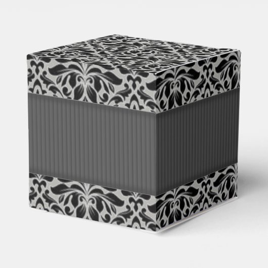 グレーとブラックのダマスク手作り石鹸 フェイバーボックス (裏面サイド)