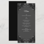 グレーとブラックのフローラ結婚ズ メニュー (正面/裏面)