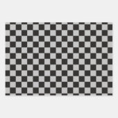 グレーとブラックのラッ市松模様にプ紙シート ラッピングペーパーシート (正面2)