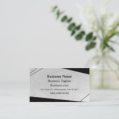 グレーとブラックの抽象芸術ビジネス 名刺 (スタンド正面)