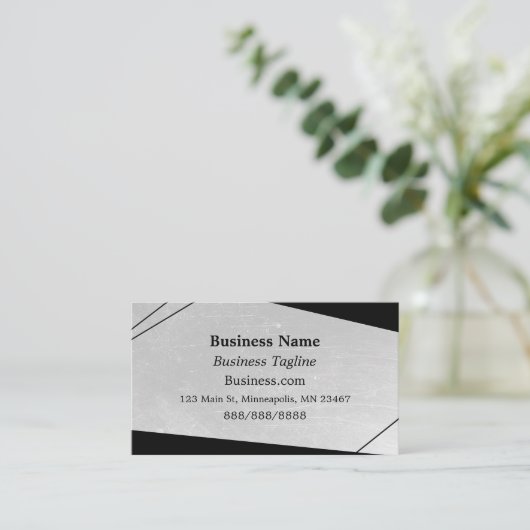 グレーとブラックの抽象芸術ビジネス 名刺 (スタンド正面)