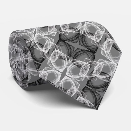 グレーとブラックの抽象芸術プリント ネクタイ (ロール)