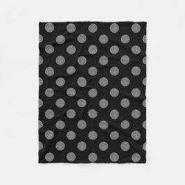 グレーとブラックの水玉模様 フリースブランケット