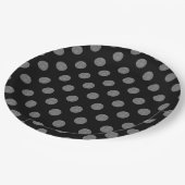 グレーとブラックの水玉模様 ペーパープレート (アングル)