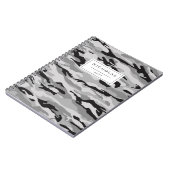 グレーとブラックの迷彩柄パターパーソナライズされたン ノートブック (左側)