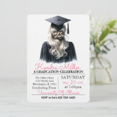 グレーとブラックウォーターのカラーの卒業招待状 招待状 (スタンド正面)