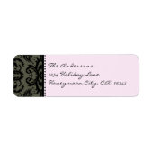 グレーとブラックダマスクスワールピ淡い色のンク住所 シール (正面)