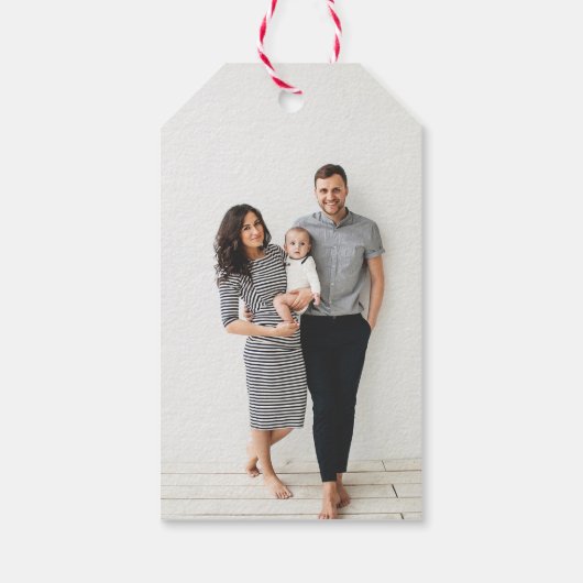 グレーとブラックバッファローチェック素朴ホリデーフォト ギフトタグ (裏面)