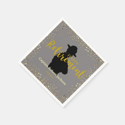 グレーとブラック州トルーパーリタイアメント スタンダードカクテルナプキン (角)