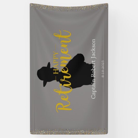 グレーとブラック州トルーパー退職旗 横断幕 (縦)