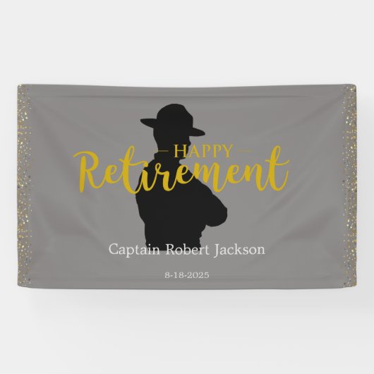 グレーとブラック州トルーパー退職旗 横断幕 (横)