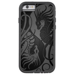 グレーとブラック飛んでいる陰陽ドラゴン iPhone 13ケース