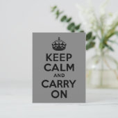 グレーとブラックKeep Calm and Carry On ポストカード (スタンド正面)