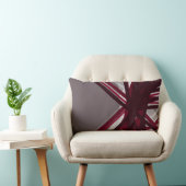 グレーとブルゴーニュのクロスリボン ランバークッション (椅子)