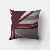 グレーとブルゴーニュのモダン抽象芸術リボン クッション (裏面)