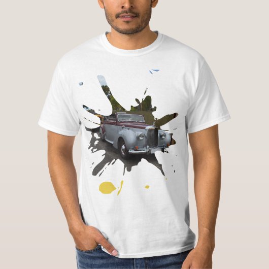 グレーとブルゴーニュのヴィンテージの車。 Tシャツ (正面)