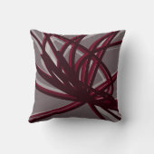 グレーとブルゴーニュの芸術的抽象芸術リボン クッション (裏面)