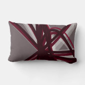 グレーとブルゴーニュモダン芸術的抽象芸術 ランバークッション (裏面)