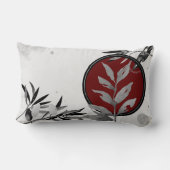 グレーとブルゴーニュ芸術的ーの抽象芸術水色 ランバークッション (裏面)