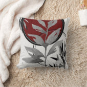 グレーとブルゴーニュ芸術的抽象芸術の水色のリーフ クッション (ブランケット)