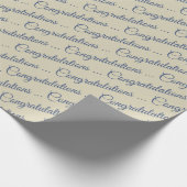 グレーとブルーのおめでとうがデザイン ラッピングペーパー (角)