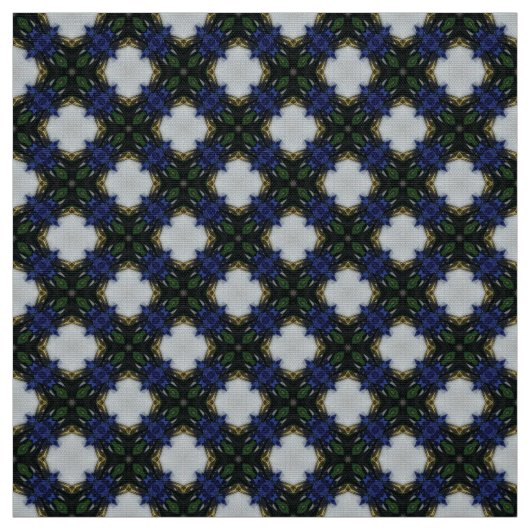 グレーとブルーのタイル張り布 ファブリック (見本)