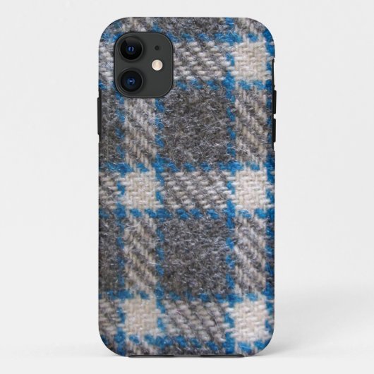 グレーとブルーのタータンチェックマテリアル Case-Mate iPhoneケース (裏面)