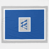 グレーとブルーのモダンイニシャルと名前 フリースブランケット (正面(横))