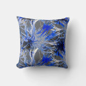 グレーとブルーのモダン抽象芸術芸術的フローラ クッション (正面)