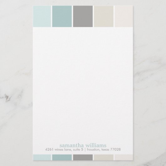 グレーとブルーのモダン装飾色ブロック 便箋 (正面)