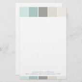 グレーとブルーのモダン装飾色ブロック 便箋 (正面/裏面)