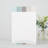 グレーとブルーのモダン装飾色ブロック 便箋 (スタンド正面)