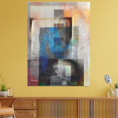 グレーとブルーの幾何学工業グランジ美術6 キャンバスプリント (インサイチュ (リビング))