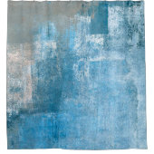 グレーとブルーの抽象芸術アート絵画の抽象的絵を描な シャワーカーテン (正面)