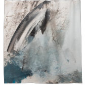 グレーとブルーの抽象芸術ア絵画ート。抽象芸術，アート，g シャワーカーテン (正面)