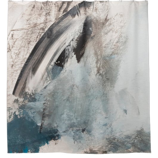 グレーとブルーの抽象芸術ア絵画ート。抽象芸術,アート,g シャワーカーテン (正面)