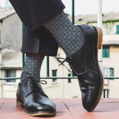 グレーとブルーの抽象芸術植物のパターンカッコいい自然 ソックス