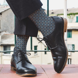 グレーとブルーの抽象芸術植物のパターンカッコいい自然 ソックス