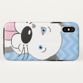 グレーとブルーピットブルの漫画かわいい犬の電話ケース Case-Mate iPhoneケース (裏面(横))