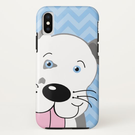 グレーとブルーピットブルの漫画かわいい犬の電話ケース Case-Mate iPhoneケース (裏面)