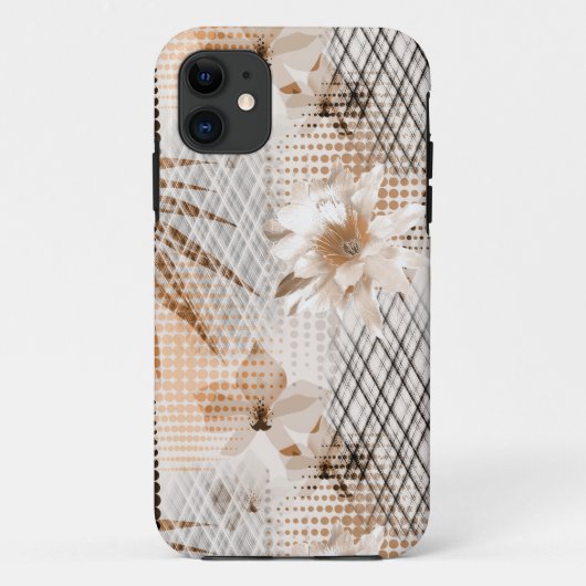 グレーとベージュのトロピカルパターン Case-Mate iPhoneケース (裏面)